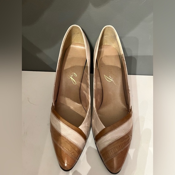 Vintage Joyce Pump High Heels Tan And Taupe 9 barbiecore - Picture 1 of 4